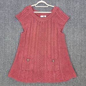 Cato Sweater Dress Women 22/24W Mauve Pink Short Cap Sleeve Cable Knit Tunic Top